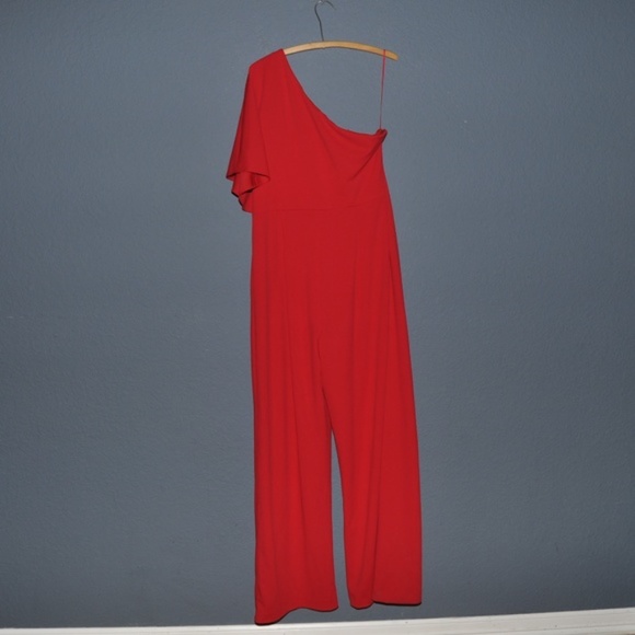 ADRIANNA PAPELL Flutter One Shoulder Jumpsuit 12 - Picture 6 of 10